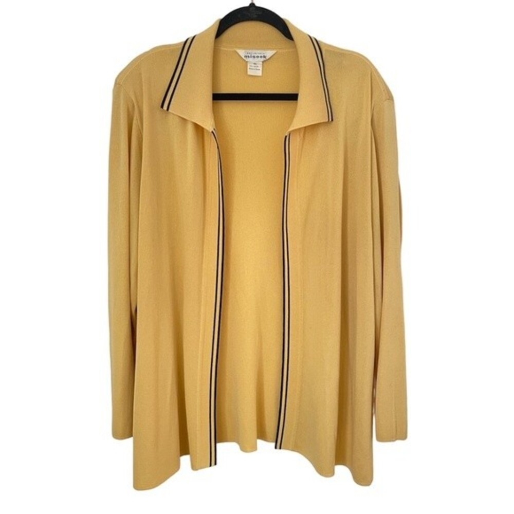 MISOOK cardigan jacket women’s yellow knit long open face jacket xlarge